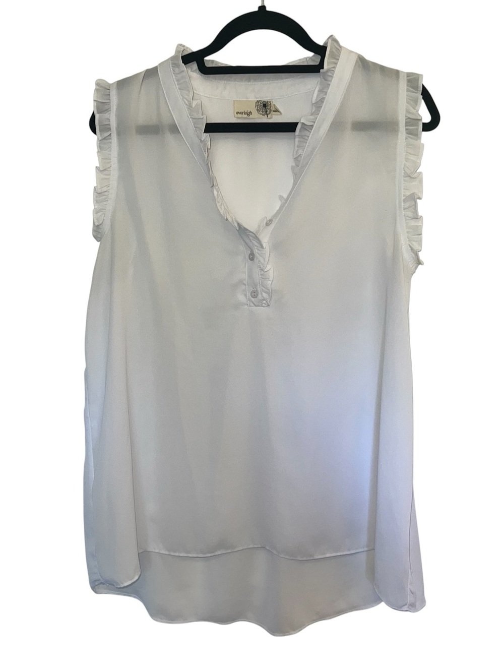 Everleigh Ruffled V-Neck High-Low Tank Top L - Picture 4 of 7